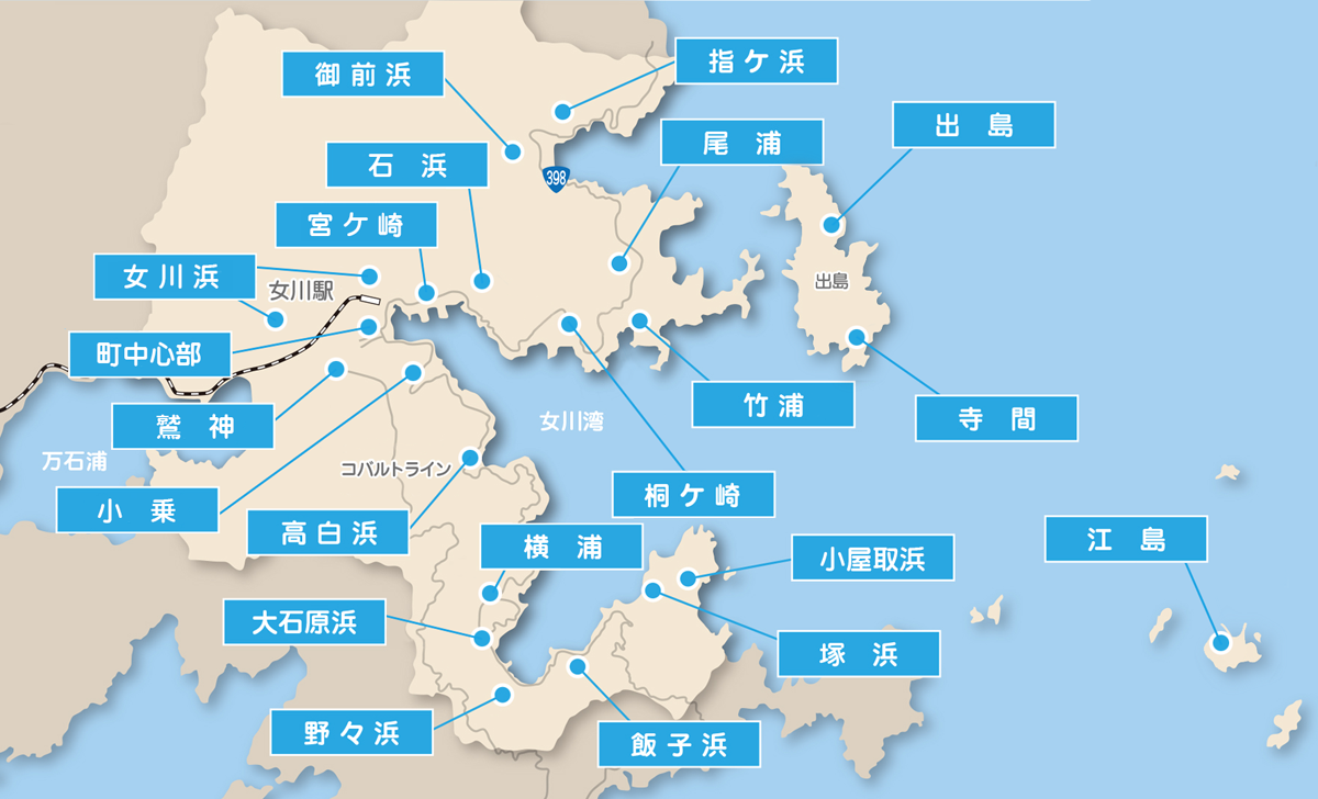 女川いのちの石碑マップ図